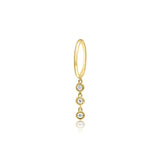 Three Diamonds Drop Seamless Hoop Earring