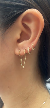 4mm Pave Diamond Huggie Hoop Earrings