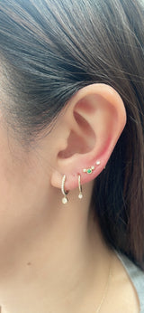 Pave Hoop with bezel set diamond drop