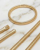 18K Yellow Gold Ribbed Tubogas Bangle Bracelet