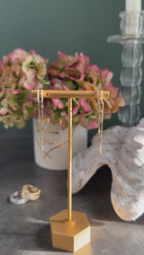 8mm Diamond Pave Double Hoop Earring with Diamond Bezel chain