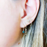 Round Diamond Chain Wrap Stud Earring