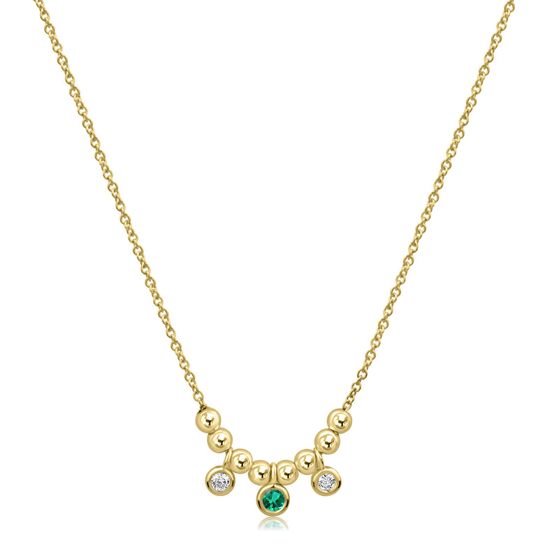Emerald and Diamonds Sliding Beads Necklace