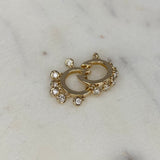 Huggie Hoop Earrings with Six Diamond Dangle Charms