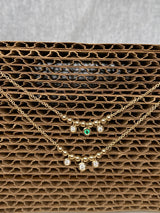 Emerald and Diamonds Sliding Beads Necklace