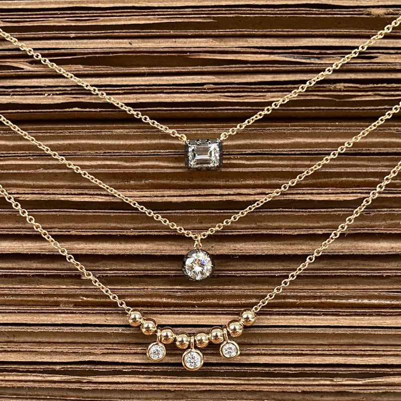 Three Diamonds Sliding Beads Necklace