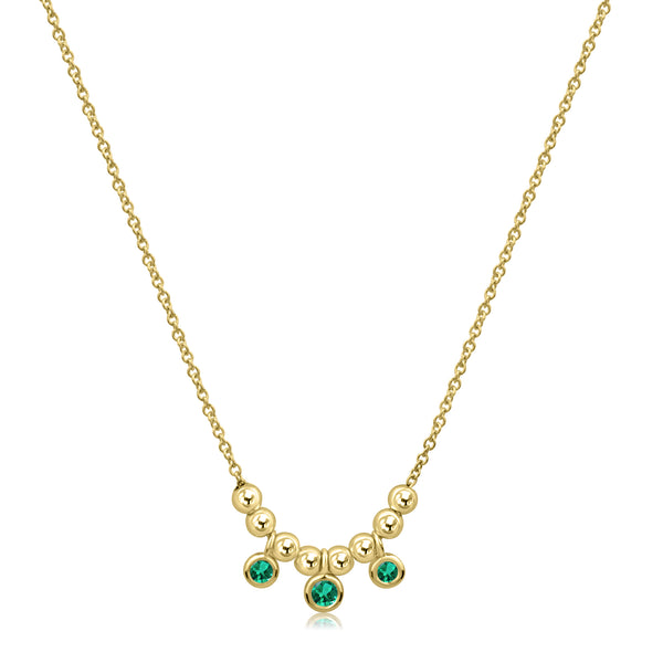 Three Emeralds Sliding Beads Necklace