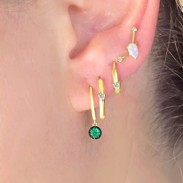 Small Single Diamond Hoop Earring