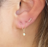 Connected Chain Studs with Diamond Drop