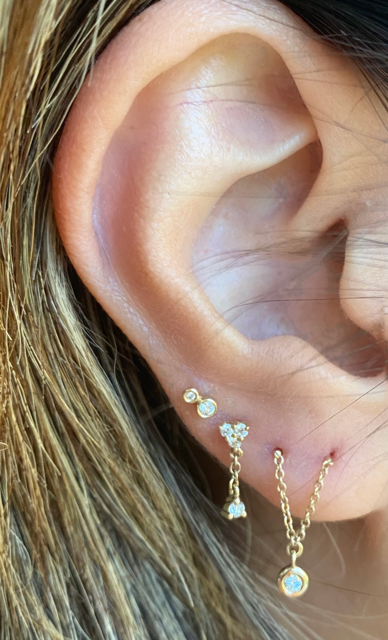 Dewdrop Two Diamond Stud Earring