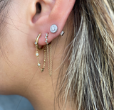 8mm Diamond Cluster Hoop Earring With Chain