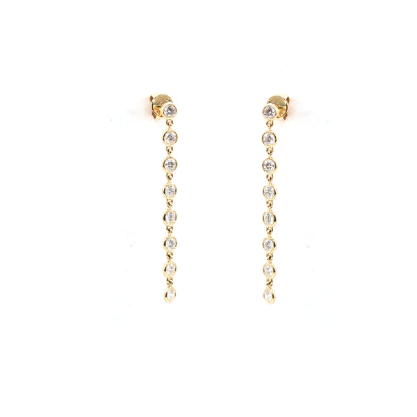 Waterfall Tsavorite Diamond Earring in 14k Yellow Gold