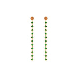 Waterfall Tsavorite Diamond Earring in 14k Yellow Gold