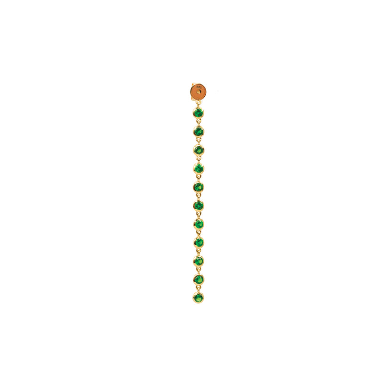 Waterfall Tsavorite Diamond Earring in 14k Yellow Gold