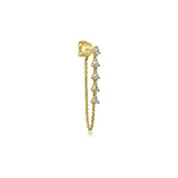 Diamond Drop Chain Stud Earring, 14K Yellow Gold