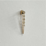 Diamond Drop Chain Stud Earring, 14K Yellow Gold