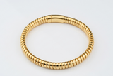 18K Yellow Gold Ribbed Tubogas Bangle Bracelet