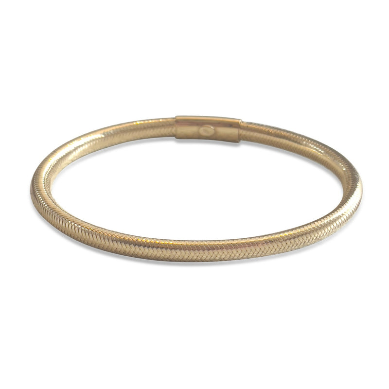 Solid 18k Gold Stretchy Herringbone Bracelet. 6mm