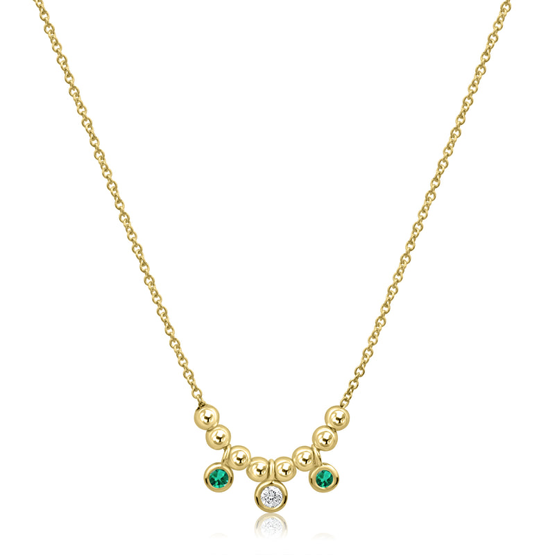 Diamond and Emeralds Sliding Beads Necklace