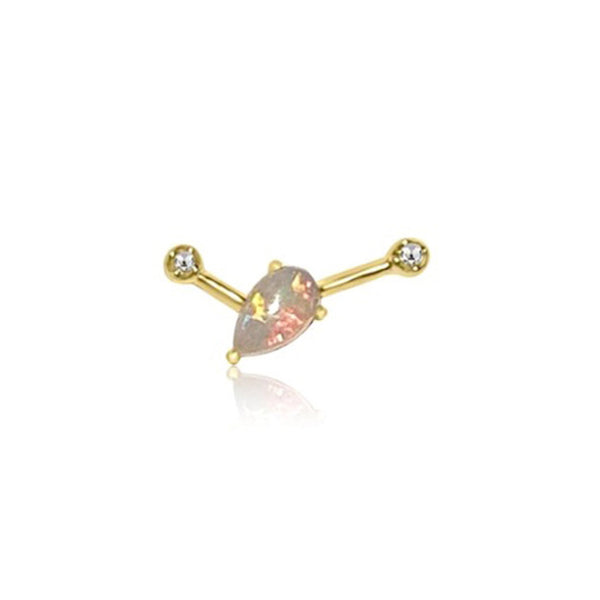 Opal and Diamond Three Stone Earring Stud