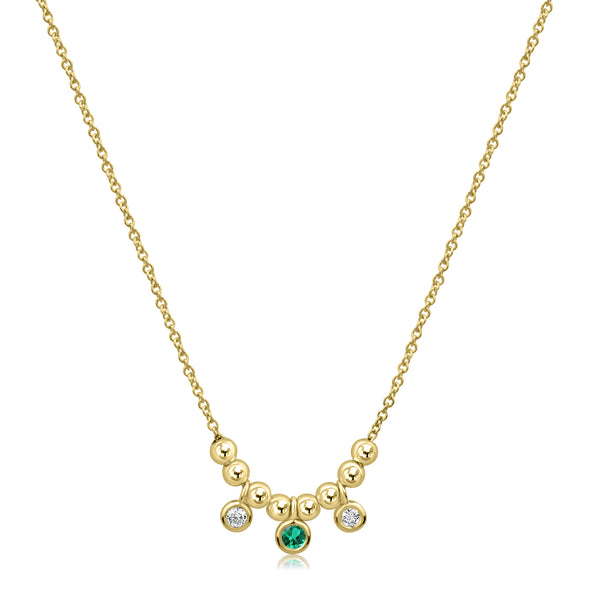Emerald and Diamonds Sliding Beads Necklace