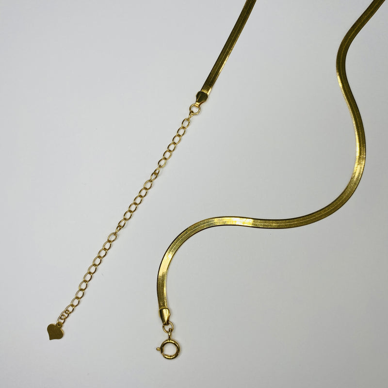 18k Solid Gold Herringbone Snake Chain Necklace