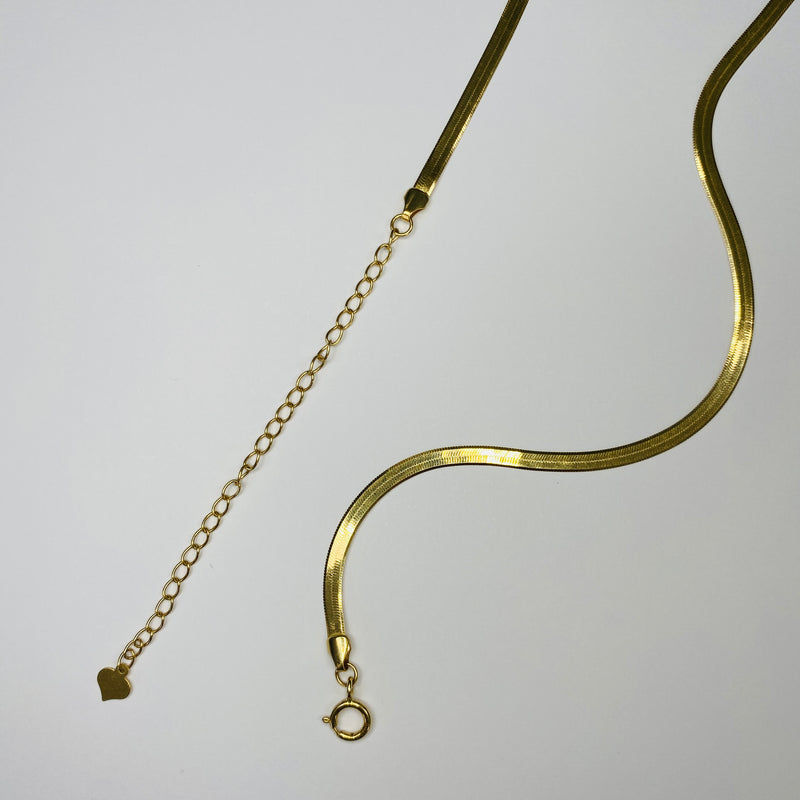 18k Solid Gold Herringbone Snake Chain Necklace – Jayce Wong