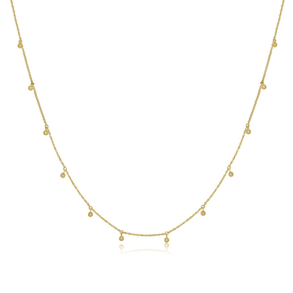 18k Solid Yellow Gold Bauble Necklace