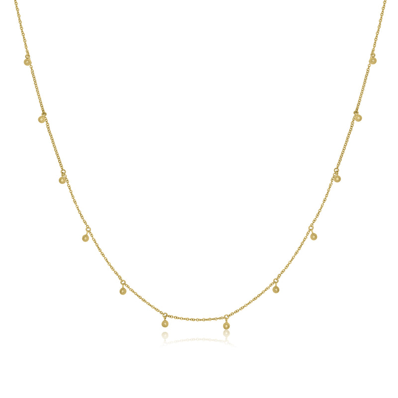 18k Solid Yellow Gold Bauble Necklace