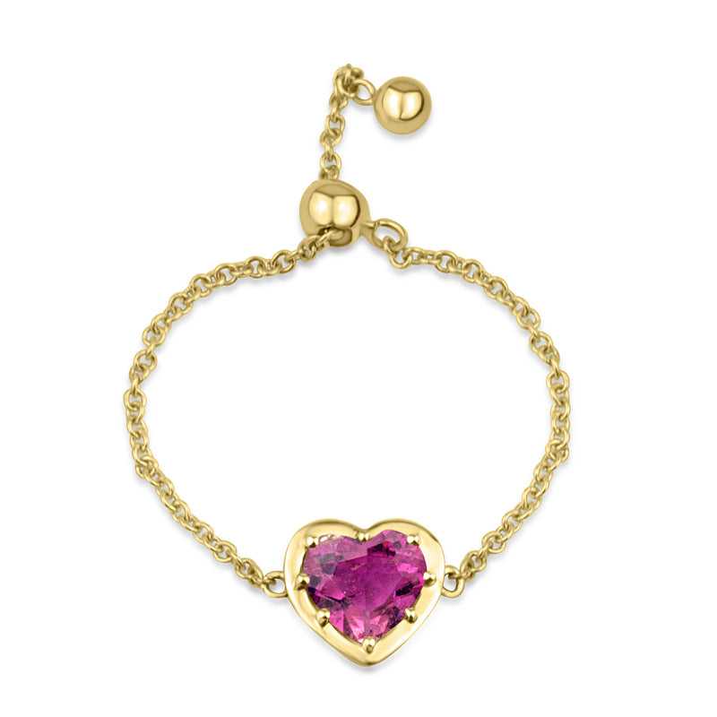 Amour Pink Tourmaline Heart Chain Ring
