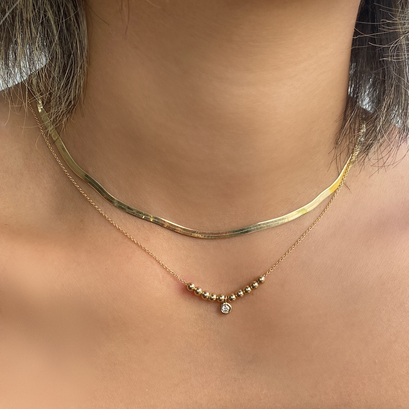 18k Solid Gold Herringbone Snake Chain Necklace Jayce Wong