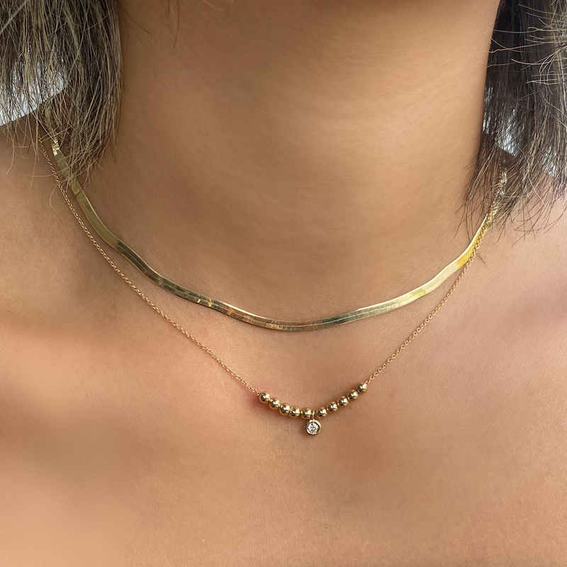 18k Solid Gold Herringbone Snake Chain Necklace