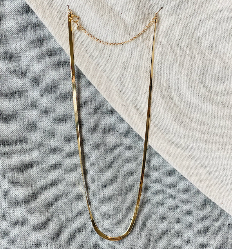 18K Solid Gold Snake Y Necklace，18K Solid Gold Snake Chain Necklace，18K  Snake necklace，18K Solid Gold Herringbone Necklace,ANNIVERSARY GIFT –  Hikage Jewelry