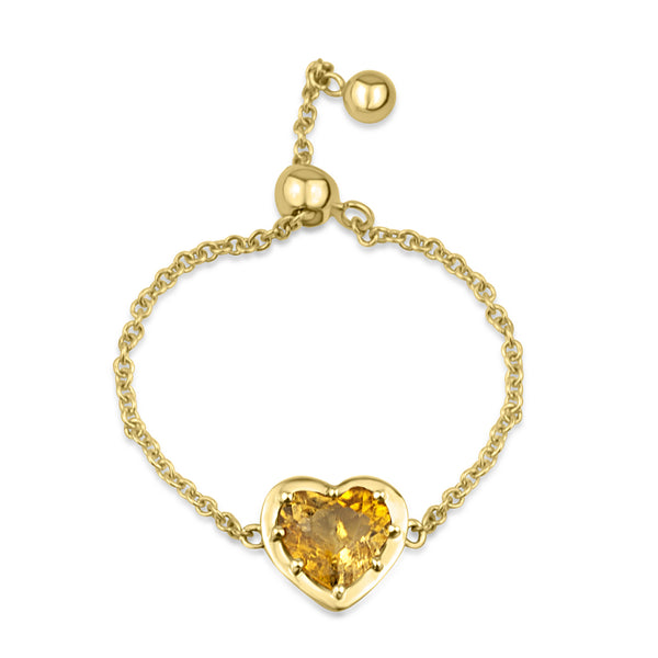 Amour Yellow Tourmaline Heart Chain Ring
